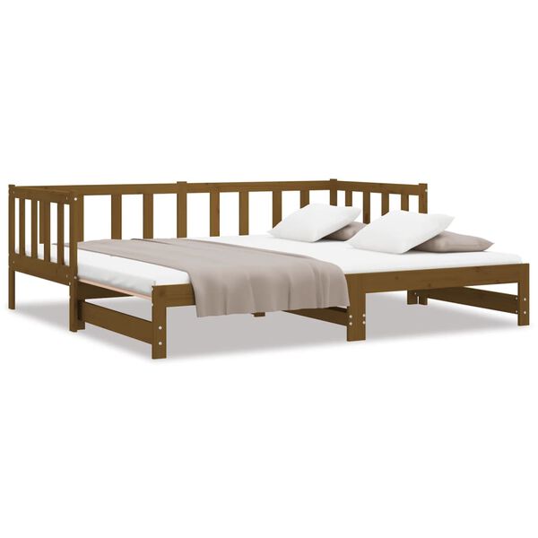 vidaXL Lit coulissant sans matelas marron miel 2x(90x190) cm