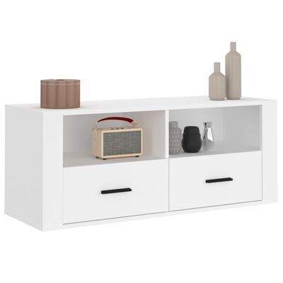 vidaXL Meuble TV Blanc 100x35x40 cm Bois d'ingénierie