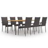 vidaXL Ensemble &agrave; manger de jardin 7 pcs R&eacute;sine tress&eacute;e Marron