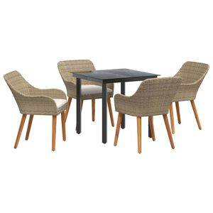 vidaXL Ensemble de salle &agrave; manger pour jardin 5 pcs Beige polyrotin