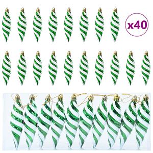 vidaXL Boule en forme de spirale de No&euml;l 40 pc Vert 3 x 11 cm LED
