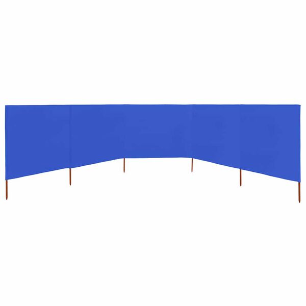 vidaXL Paravent 5 panneaux Tissu 600 x 80 cm Bleu azur&eacute;