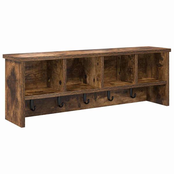 vidaXL Porte-manteau mural avec &eacute;tag&egrave;re Ch&ecirc;ne fum&eacute; 75 x 16 x 26 cm