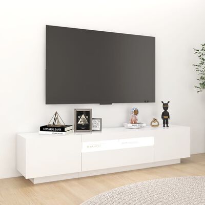 vidaXL Meuble TV avec lumières LED Blanc 180x35x40 cm