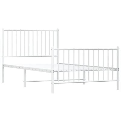 vidaXL Cadre de lit métal sans matelas et pied de lit blanc 100x190 cm