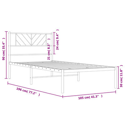 vidaXL Cadre de lit métal sans matelas et tête de lit blanc 100x190 cm