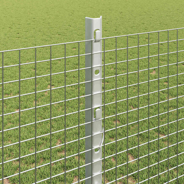 vidaXL Cl&ocirc;ture avec poteau Argent&eacute; 1,2 x 25 m Acier
