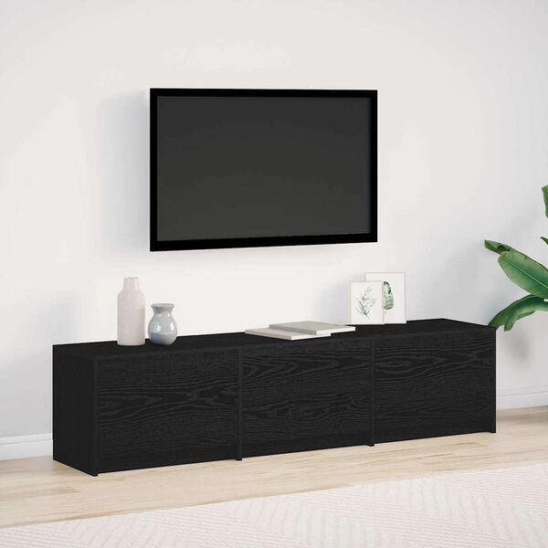 vidaXL Meuble TV avec LED avec bandes LED Ch&ecirc;ne Noir 165 x 34 x 40 cm