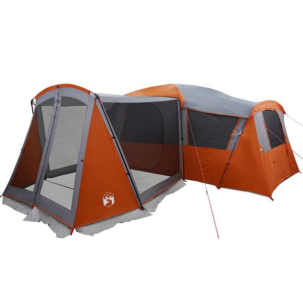 vidaXL Tente familiale avec toit Gris et orange 745 x 700 x 217 cm