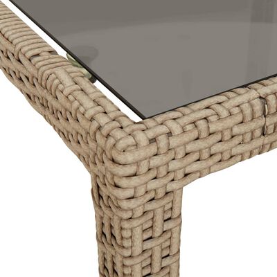 vidaXL Table de jardin 150x90x75 cm Verre trempé/résine tressée Beige