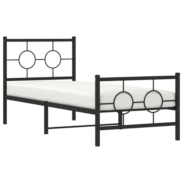 vidaXL Cadre de lit m&eacute;tal sans matelas avec pied de lit noir 75x190 cm