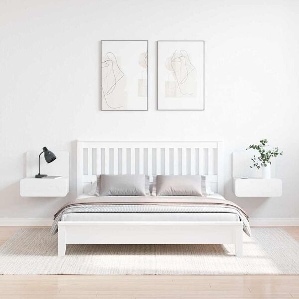 vidaXL Table de chevet avec tiroir 2 pcs Blanc 44 x 32,5 x 40 cm