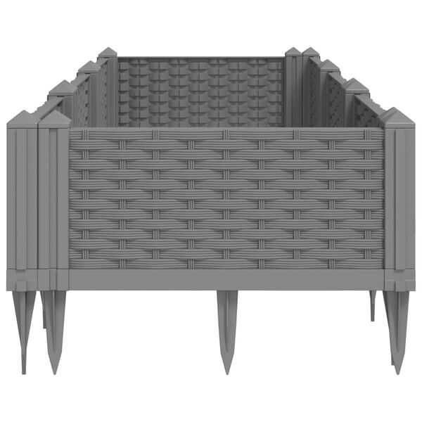 vidaXL Jardini&egrave;re avec piquets gris clair 125x40x28,5 cm PP