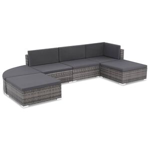 vidaXL Salon de jardin 6 pi&egrave;ces avec coussins en r&eacute;sine tress&eacute;e grise