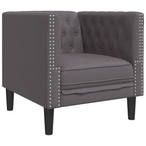 vidaXL Fauteuil Chesterfield gris similicuir