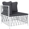 vidaXL Salon de jardin avec coussins 9 pcs blanc acier