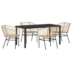 vidaXL Ensemble de salle &agrave; manger pour jardin 5 pcs Marron polyrotin