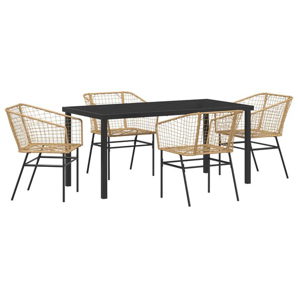 vidaXL Ensemble de salle &agrave; manger pour jardin 5 pcs Marron polyrotin