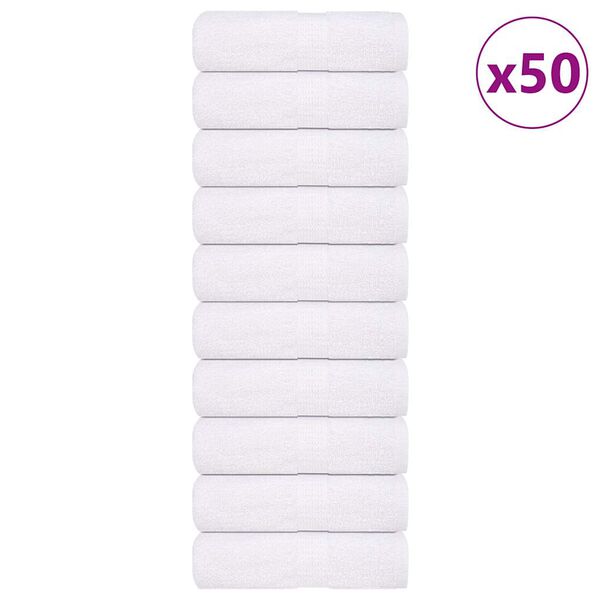 vidaXL Serviettes de toilette FROGN 50 pi&egrave;ces Blanc 30x30 cm 360 g/m&sup2;