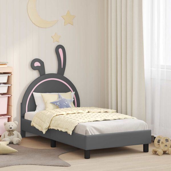 vidaXL Cadre de lit pour enfants avec t&ecirc;te de lit Gris clair PU