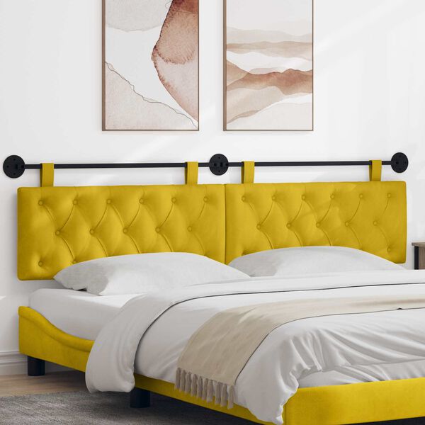 vidaXL T&ecirc;te de lit suspendue Jaune 210 x 55 x 7 cm Velours