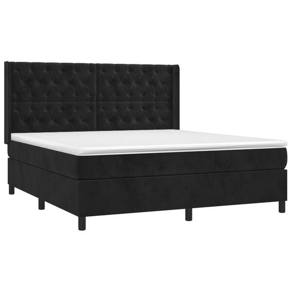 vidaXL Sommier &agrave; lattes de lit et matelas Noir 160x200 cm Velours