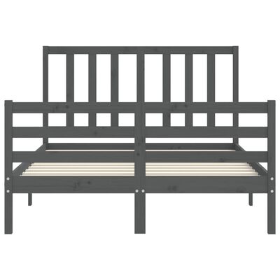 vidaXL Cadre de lit avec tête de lit gris 140x190 cm bois massif