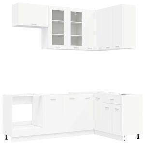 vidaXL Unit&eacute; de cuisine LYON 8 pc Blanc Bois d'ing&eacute;nierie
