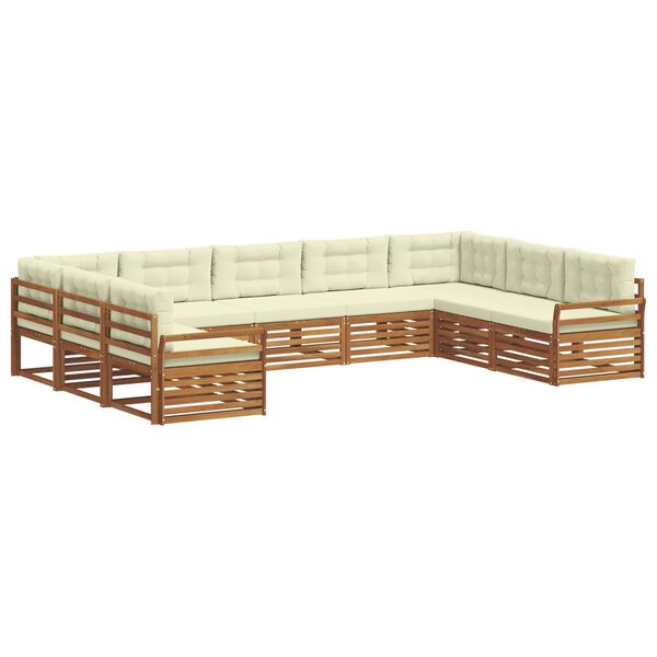 vidaXL Ensemble de canap&eacute;s d'ext&eacute;rieur 9 pcs Naturel et Cr&egrave;me