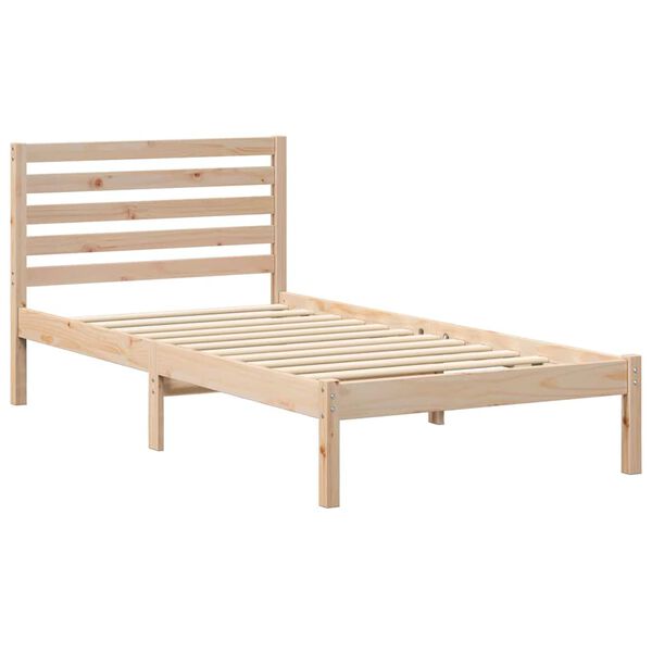 vidaXL Cadre de lit avec t&ecirc;te de lit Marron 90 x 190 cm Pin massif
