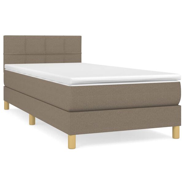 vidaXL Sommier &agrave; lattes de lit avec matelas Taupe 100x200 cm Tissu
