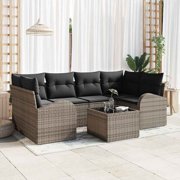 vidaXL Ensemble de canap&eacute; de jardin Gris 55 x 55 x 37 cm polyrotin
