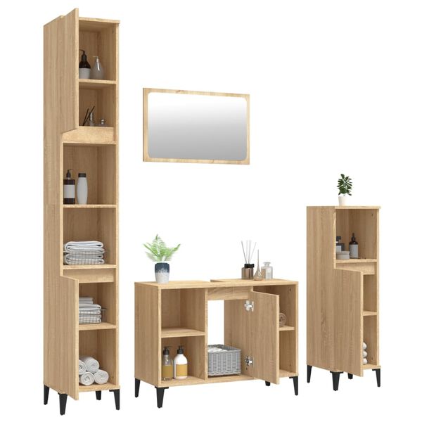 vidaXL Ensemble de meubles de salle de bain 4 pcs ch&ecirc;ne sonoma