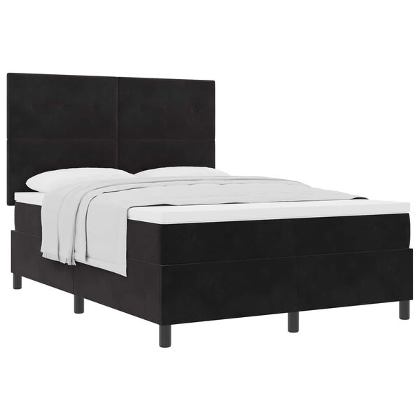 vidaXL Lit &agrave; ressorts avec matelas Noir 140 x 190 cm tissu