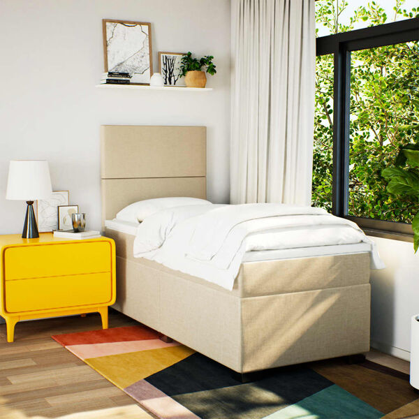 vidaXL Sommier &agrave; lattes de lit avec matelas Cr&egrave;me 80x200 cm Tissu