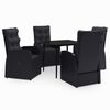 vidaXL Ensemble &agrave; manger de jardin avec coussins 5 pcs Noir