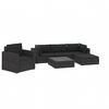 vidaXL Salon de jardin 6 pcs avec coussins R&eacute;sine tress&eacute;e Noir