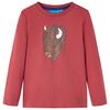T-shirt enfants &agrave; manches longues rouge br&ucirc;l&eacute; 128