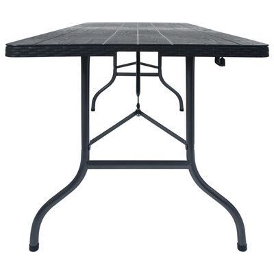 vidaXL Table pliable de jardin Noir 180x75x72 cm PEHD Imitation rotin