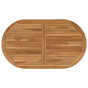 vidaXL Plateau de table ovale Bois de teck massif Naturel