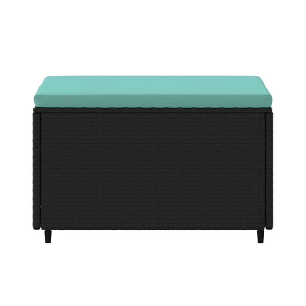 vidaXL Repose-pied de jardin avec coussin noir résine tressée