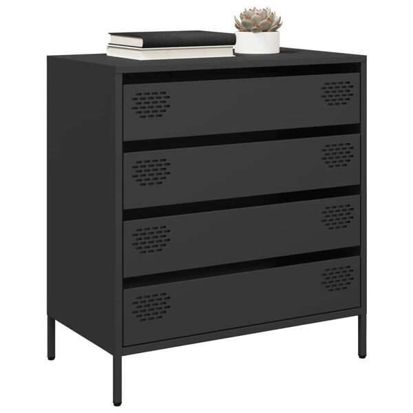 vidaXL Buffet noir 68x39x73,5 cm acier lamin&eacute; &agrave; froid