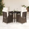 vidaXL Ensemble &agrave; manger de jardin 5 pcs et coussins marron poly rotin