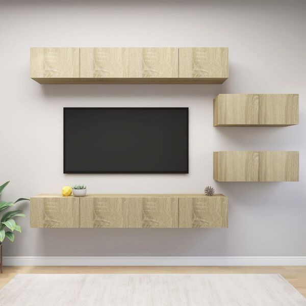 vidaXL Ensemble de meuble TV 6 pcs Ch&ecirc;ne sonoma Bois d'ing&eacute;nierie