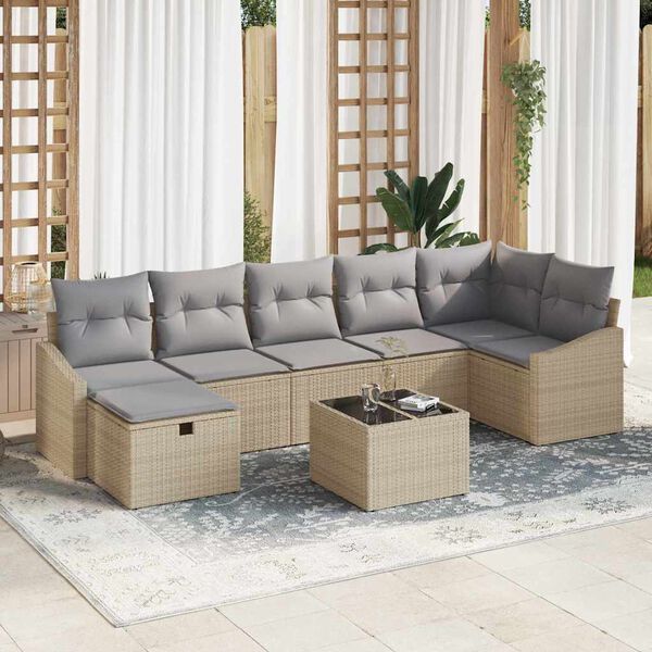 vidaXL Ensemble de Canap&eacute;s avec coussin 7 pcs polyrotin