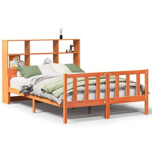vidaXL Lit biblioth&egrave;que sans matelas cire marron 160x200cm bois massif