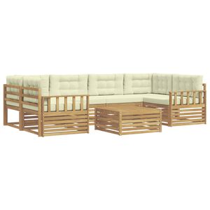 vidaXL Ensemble de canap&eacute;s d'ext&eacute;rieur 7 pc Blanc et cr&egrave;me Polyester