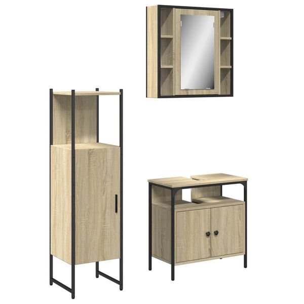vidaXL Ensemble d'armoires de salle de bain 3 pcs ch&ecirc;ne sonoma