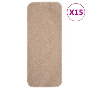 vidaXL Tapis escalier antid&eacute;rapants 15 pcs 60x25cm Beige Rectangulaire