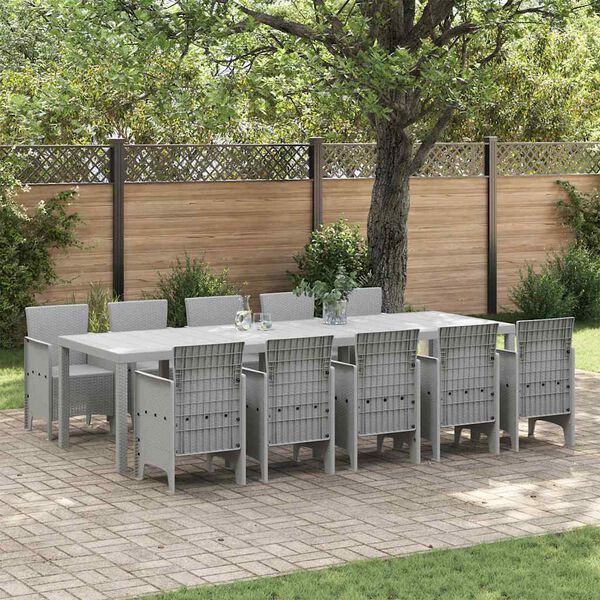 vidaXL Ensemble de salle &agrave; manger pour jardin 11 pcs Gris clair